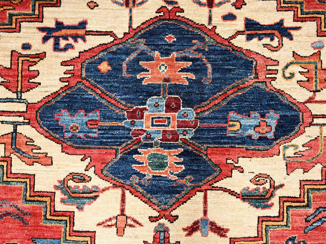 7'11" x 9'9" New Hand Knotted Red Wool Rectangle Oriental Rug - MOA1021595