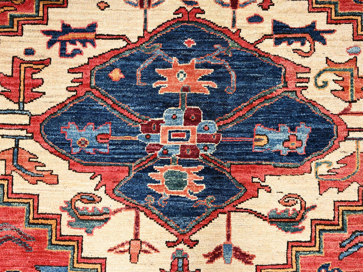 7'11" x 9'9" New Hand Knotted Red Wool Rectangle Oriental Rug - MOA1021595