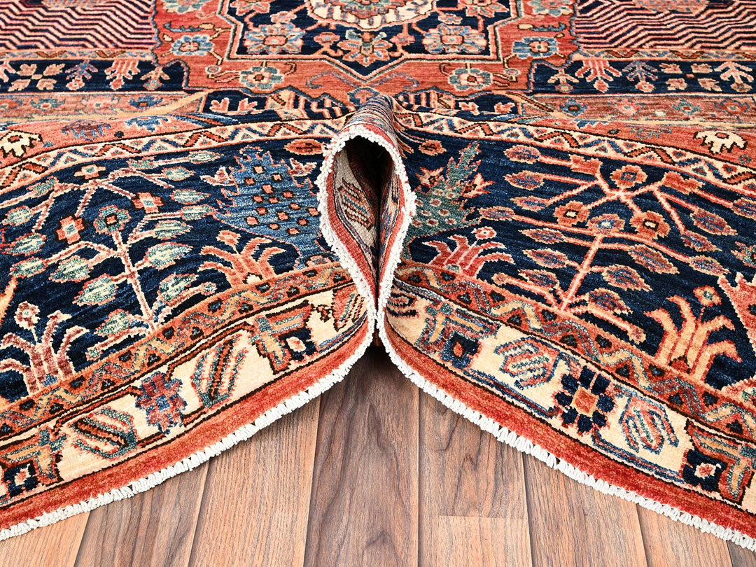 8'0" x 10'2" New Hand Knotted Orange Wool Rectangle Oriental Rug - MOA1021596