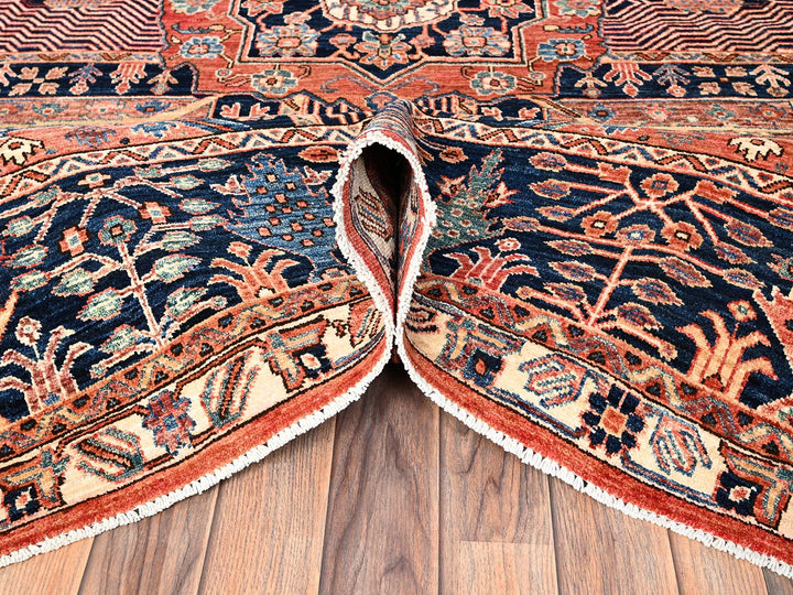 8'0" x 10'2" New Hand Knotted Orange Wool Rectangle Oriental Rug - MOA1021596