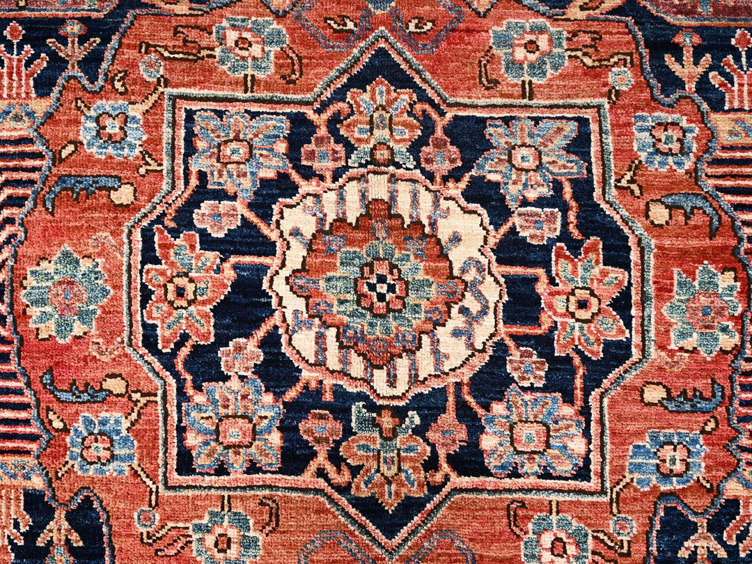 8'0" x 10'2" New Hand Knotted Orange Wool Rectangle Oriental Rug - MOA1021596