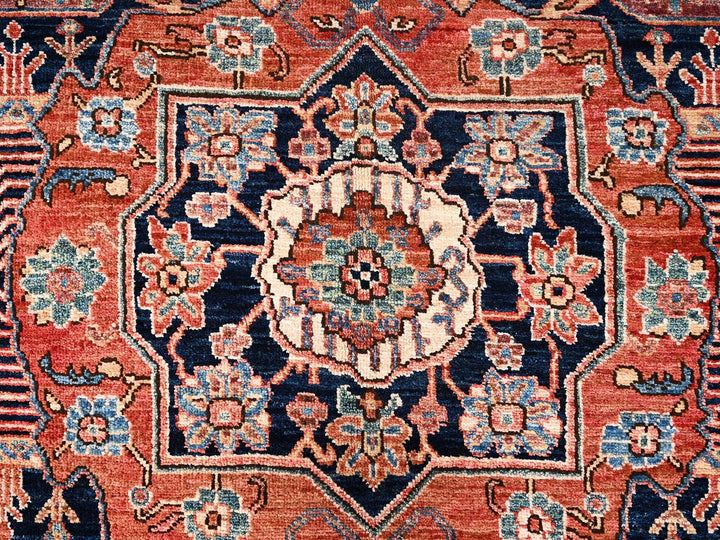 8'0" x 10'2" New Hand Knotted Orange Wool Rectangle Oriental Rug - MOA1021596