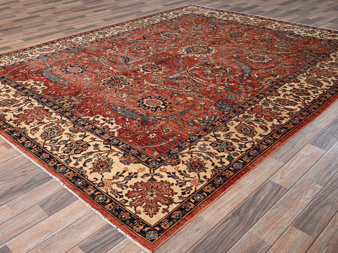 8'0" x 10'6" New Hand Knotted Orange Wool Rectangle Oriental Rug - MOA1021597