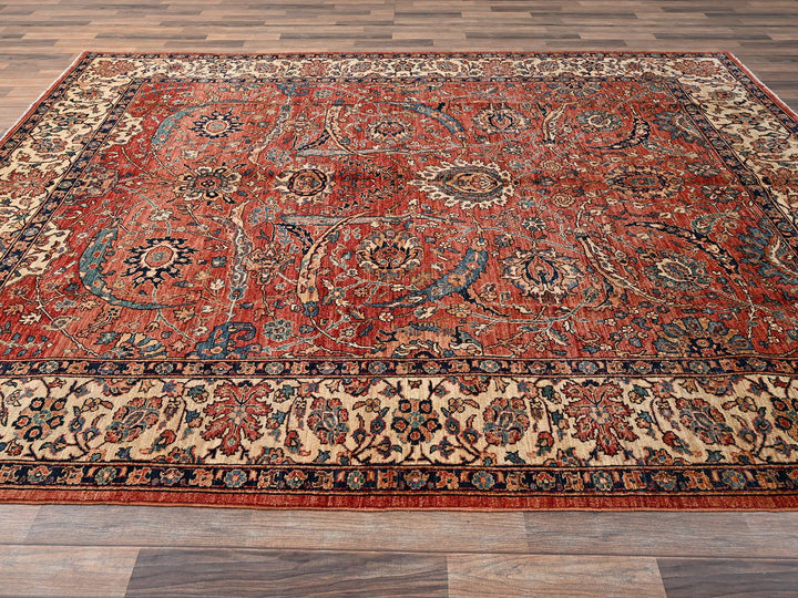 8'0" x 10'6" New Hand Knotted Orange Wool Rectangle Oriental Rug - MOA1021597