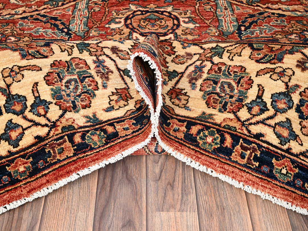 8'0" x 10'6" New Hand Knotted Orange Wool Rectangle Oriental Rug - MOA1021597