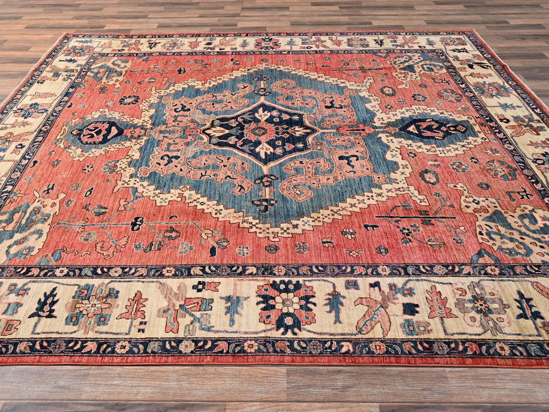 8'2" x 9'5" New Hand Knotted Red Wool Rectangle Oriental Rug - MOA1021598