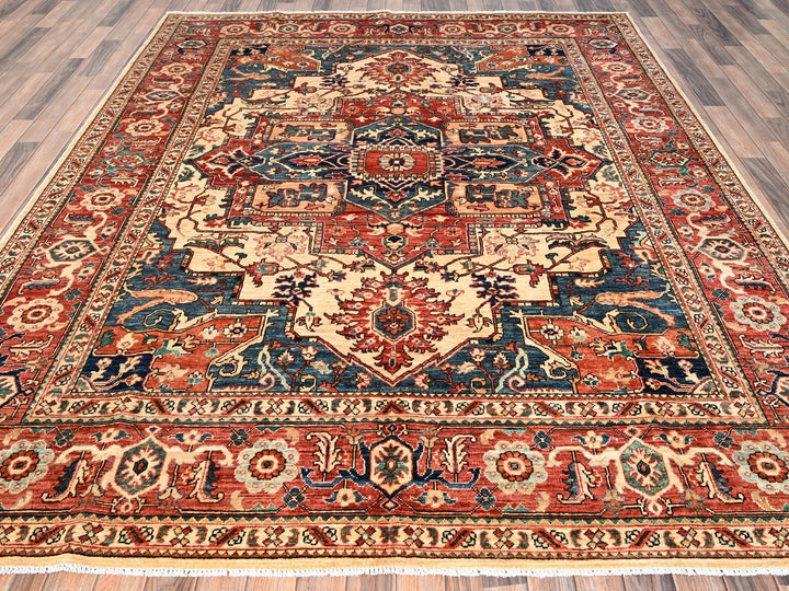 8'0" x 9'9" New Hand Knotted Beige Wool Rectangle Oriental Rug - MOA1021599