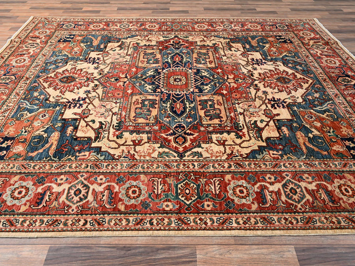 8'0" x 9'9" New Hand Knotted Beige Wool Rectangle Oriental Rug - MOA1021599