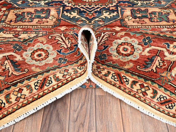 8'0" x 9'9" New Hand Knotted Beige Wool Rectangle Oriental Rug - MOA1021599