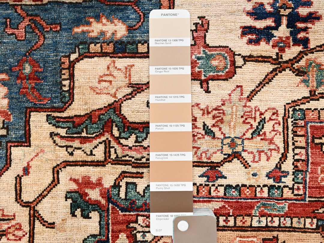 8'0" x 9'9" New Hand Knotted Beige Wool Rectangle Oriental Rug - MOA1021599