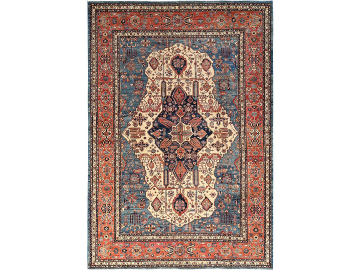 10'2" x 14'6" New Hand Knotted Blue Wool Rectangle Oriental Rug - MOA1021600