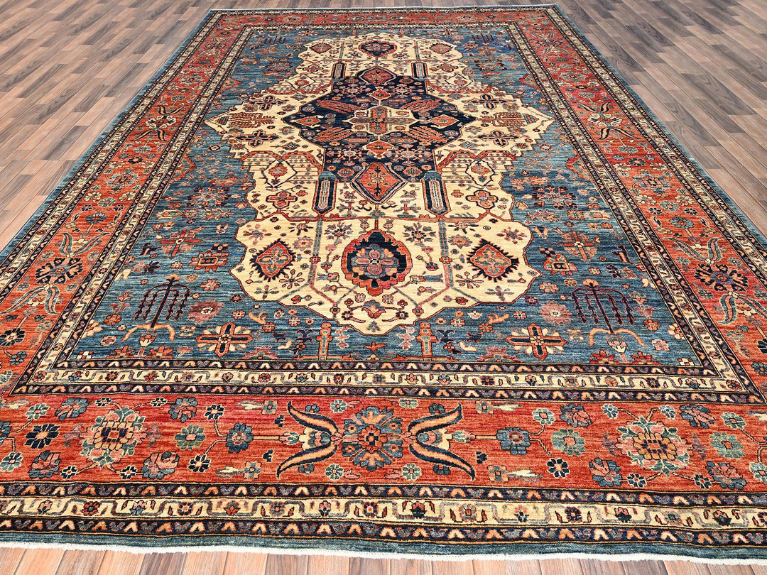 10'2" x 14'6" New Hand Knotted Blue Wool Rectangle Oriental Rug - MOA1021600