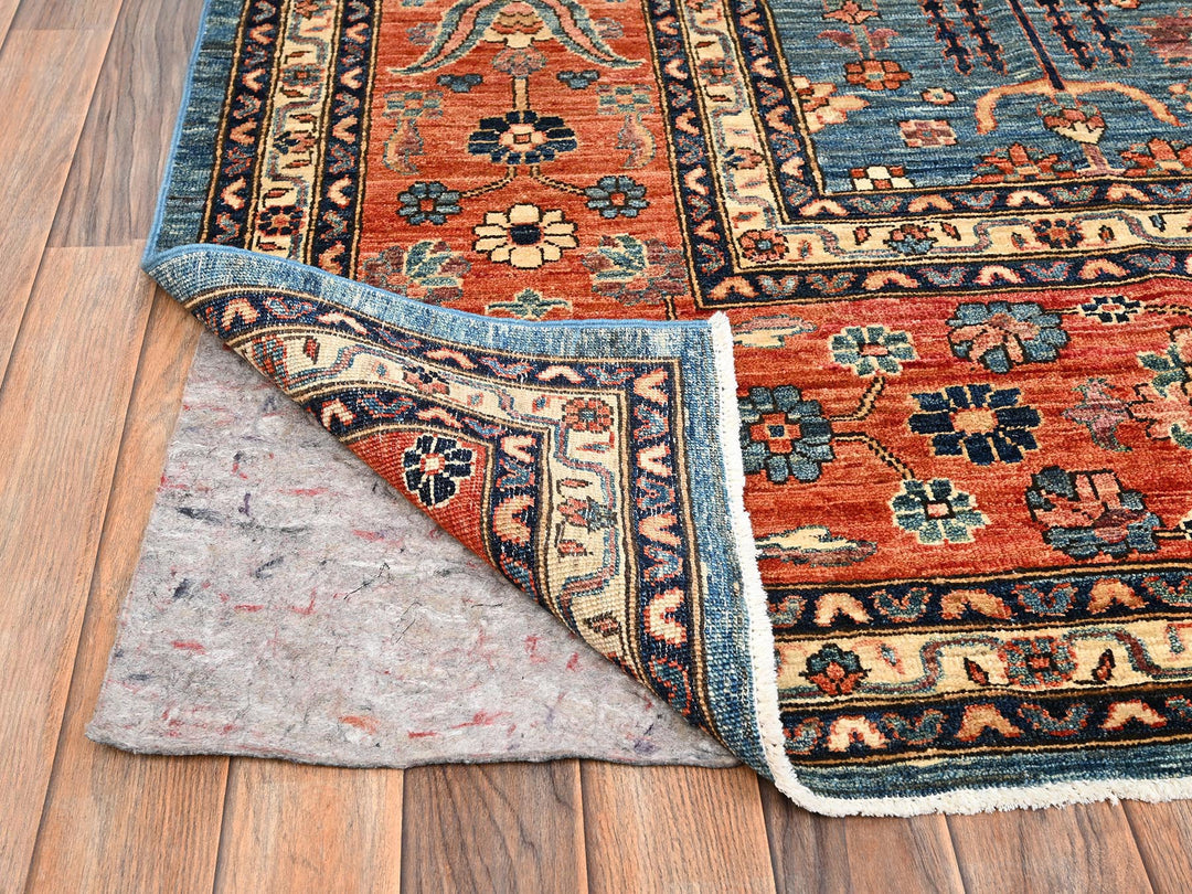 10'2" x 14'6" New Hand Knotted Blue Wool Rectangle Oriental Rug - MOA1021600