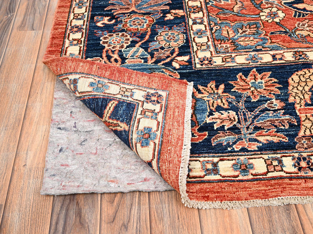 9'1" x 11'10" New Hand Knotted Orange Wool Rectangle Oriental Rug - MOA1021602