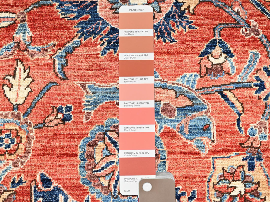 9'1" x 11'10" New Hand Knotted Orange Wool Rectangle Oriental Rug - MOA1021602