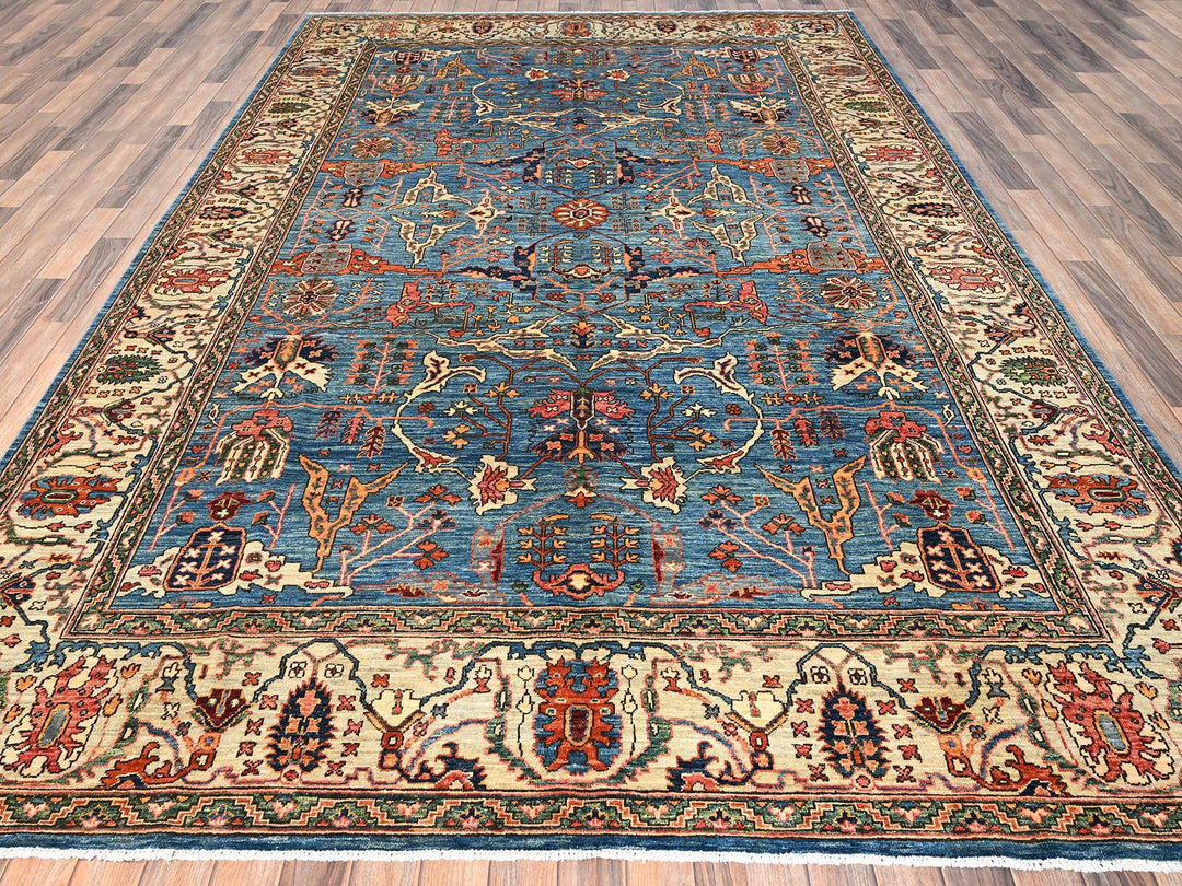 8'1" x 11'11" New Hand Knotted Blue Wool Rectangle Oriental Rug - MOA1021604