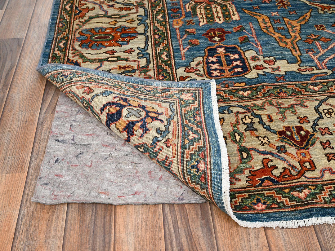 8'1" x 11'11" New Hand Knotted Blue Wool Rectangle Oriental Rug - MOA1021604