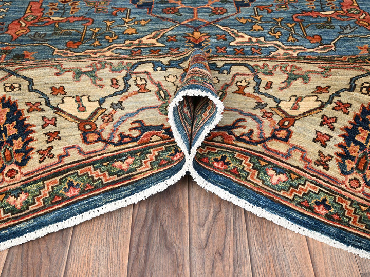 8'1" x 11'11" New Hand Knotted Blue Wool Rectangle Oriental Rug - MOA1021604