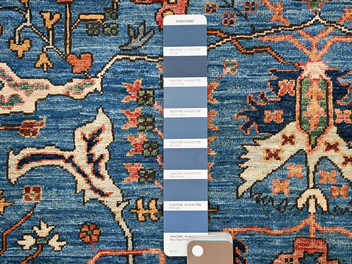 8'1" x 11'11" New Hand Knotted Blue Wool Rectangle Oriental Rug - MOA1021604