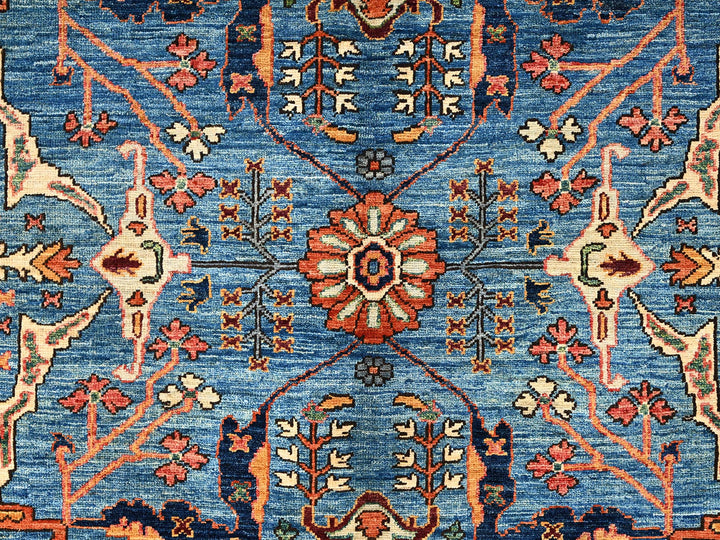 8'1" x 11'11" New Hand Knotted Blue Wool Rectangle Oriental Rug - MOA1021604