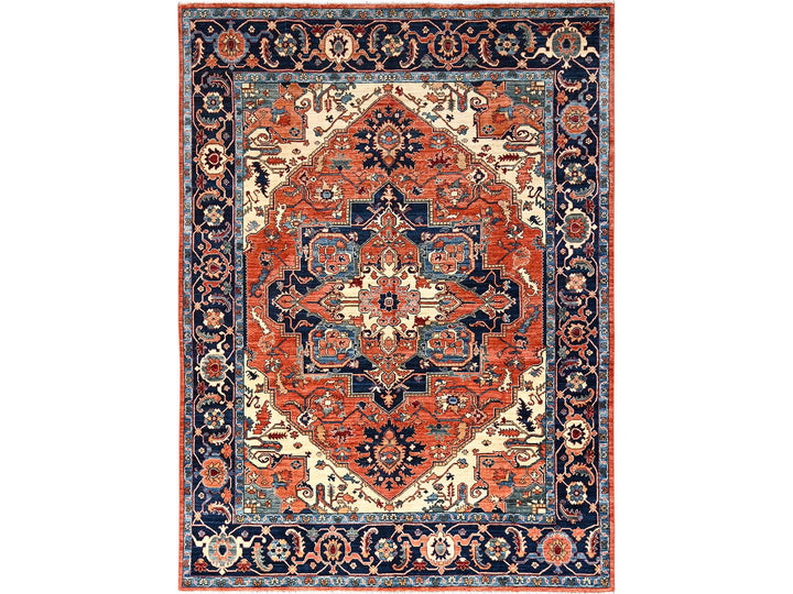 8'0" x 10'10" New Hand Knotted Orange Wool Rectangle Oriental Rug - MOA1021605