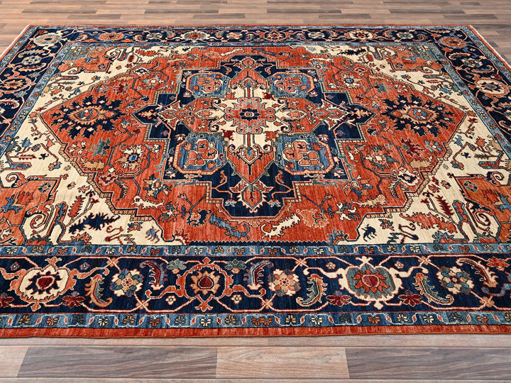 8'0" x 10'10" New Hand Knotted Orange Wool Rectangle Oriental Rug - MOA1021605