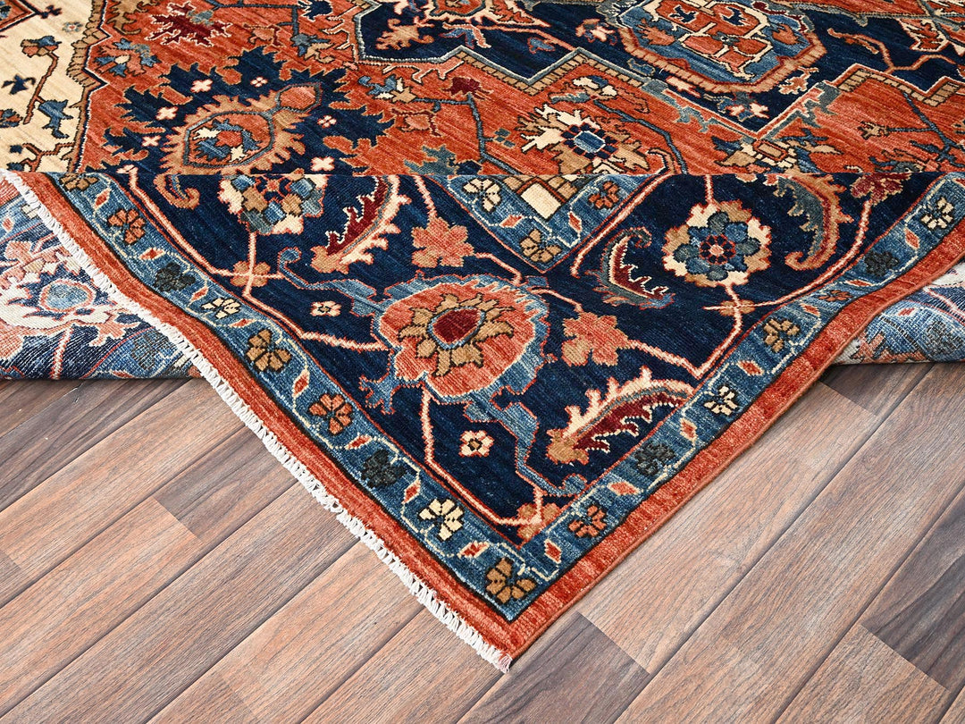 8'0" x 10'10" New Hand Knotted Orange Wool Rectangle Oriental Rug - MOA1021605