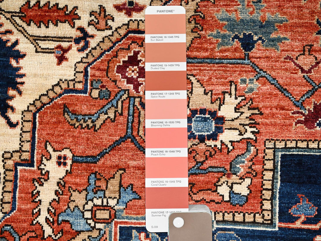 8'0" x 10'10" New Hand Knotted Orange Wool Rectangle Oriental Rug - MOA1021605