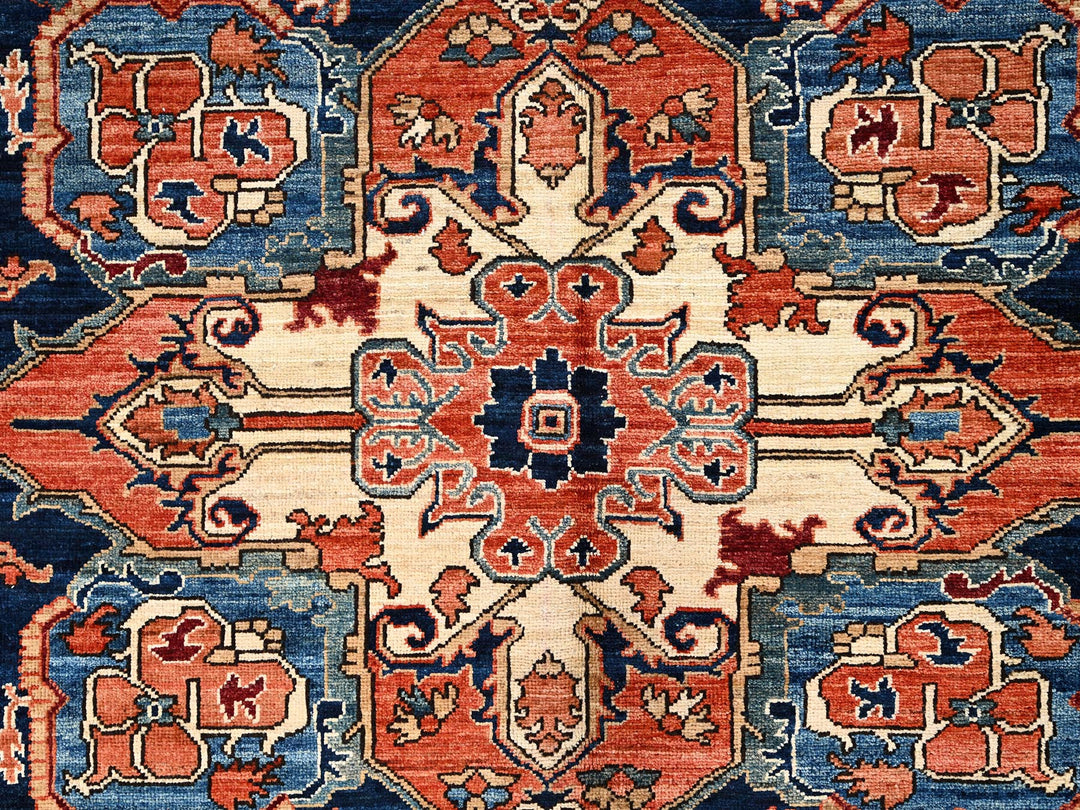 8'0" x 10'10" New Hand Knotted Orange Wool Rectangle Oriental Rug - MOA1021605