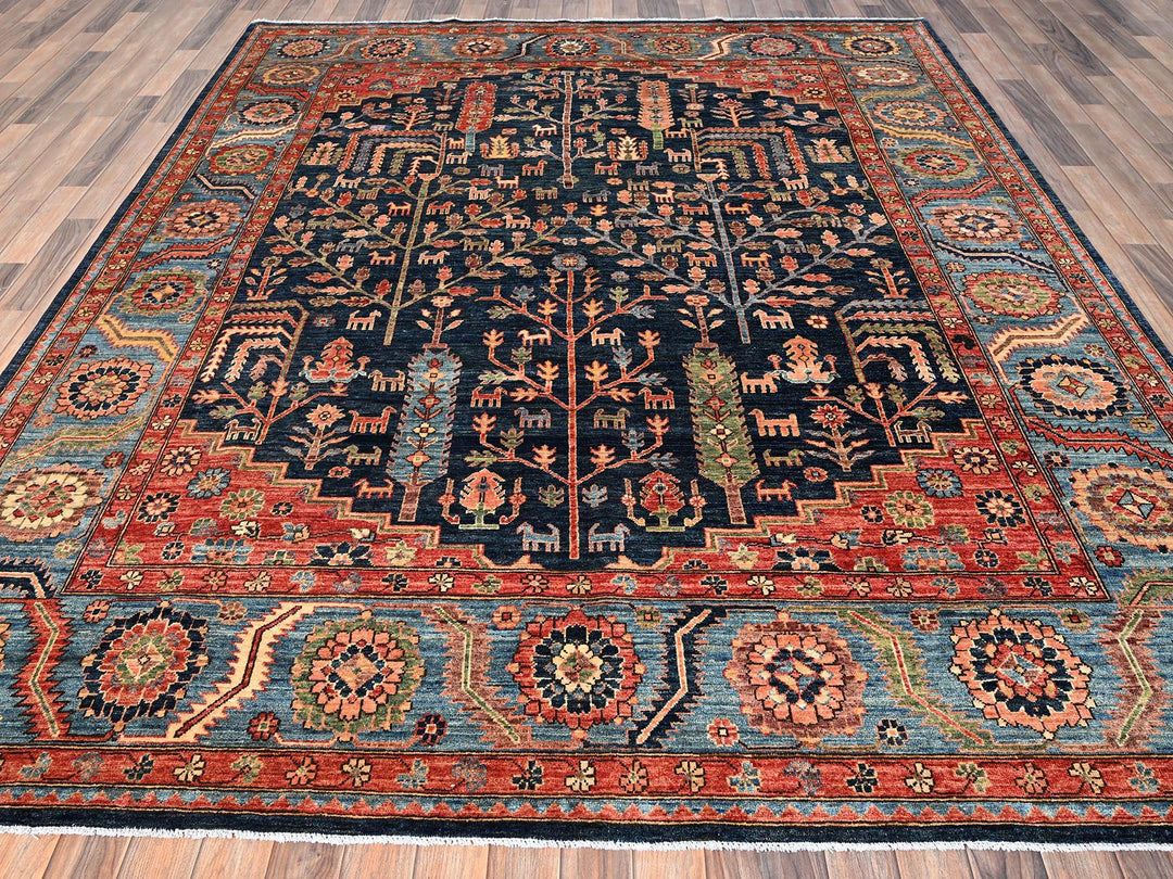 8'2" x 9'10" New Hand Knotted Blue Wool Rectangle Oriental Rug - MOA1021606