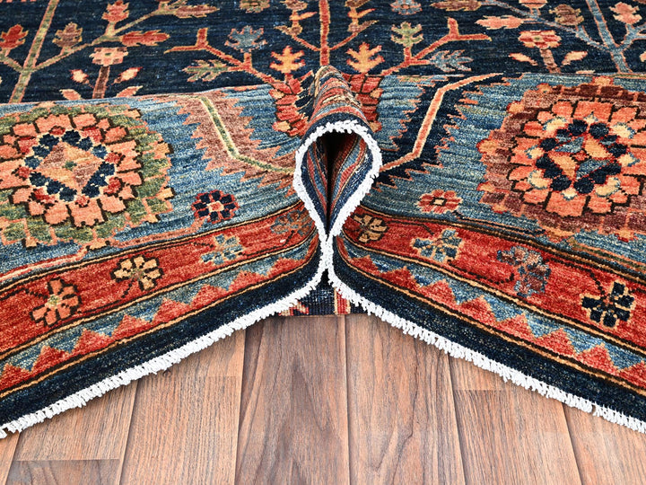 8'2" x 9'10" New Hand Knotted Blue Wool Rectangle Oriental Rug - MOA1021606