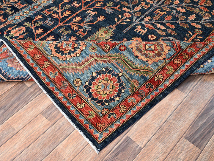 8'2" x 9'10" New Hand Knotted Blue Wool Rectangle Oriental Rug - MOA1021606