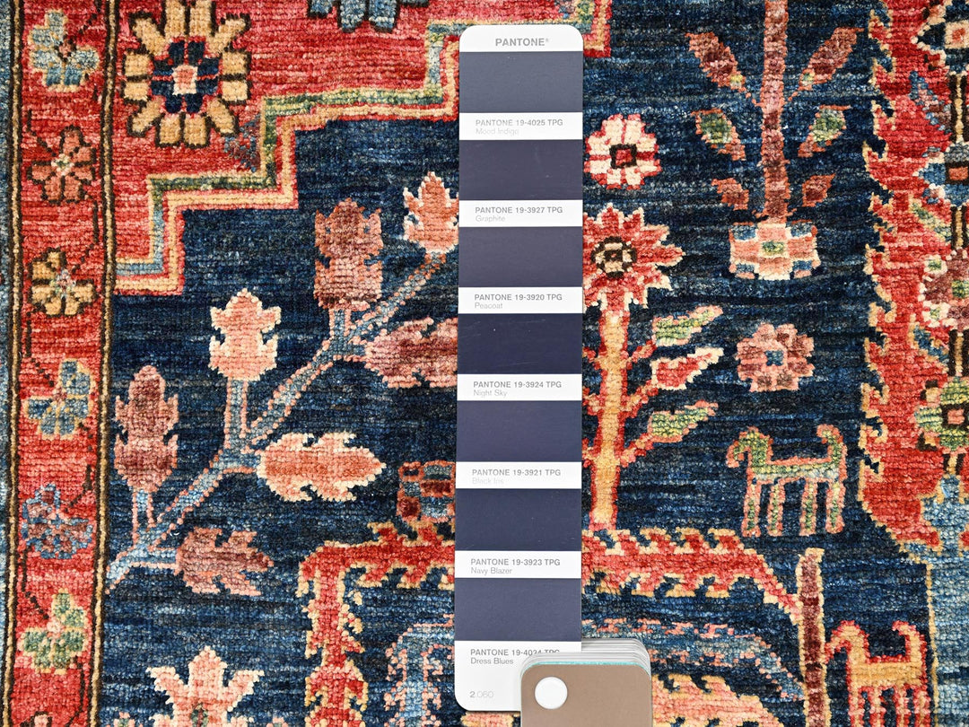 8'2" x 9'10" New Hand Knotted Blue Wool Rectangle Oriental Rug - MOA1021606