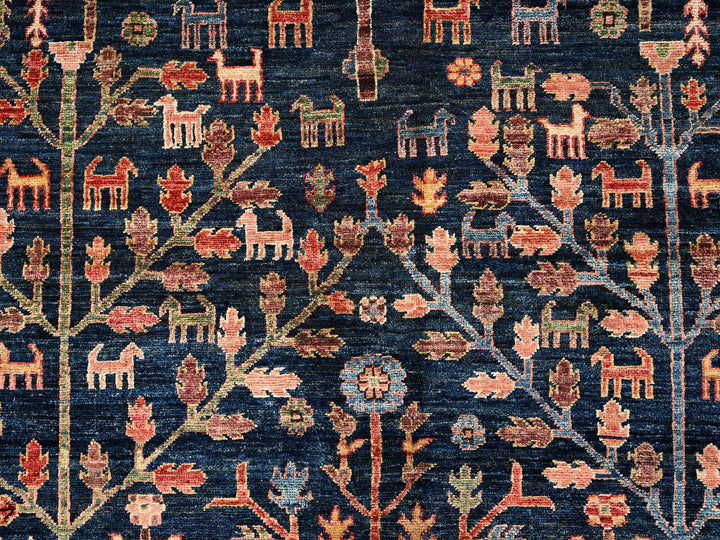 8'2" x 9'10" New Hand Knotted Blue Wool Rectangle Oriental Rug - MOA1021606