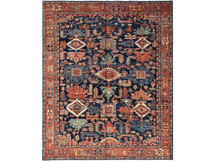 8'4" x 10'2" New Hand Knotted Blue Wool Rectangle Oriental Rug - MOA1021607