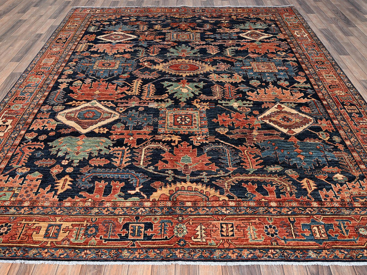 8'4" x 10'2" New Hand Knotted Blue Wool Rectangle Oriental Rug - MOA1021607