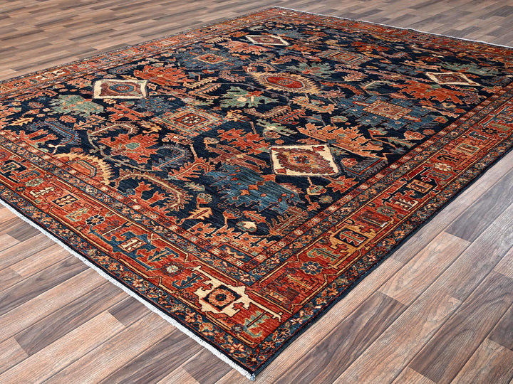 8'4" x 10'2" New Hand Knotted Blue Wool Rectangle Oriental Rug - MOA1021607