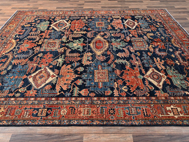 8'4" x 10'2" New Hand Knotted Blue Wool Rectangle Oriental Rug - MOA1021607