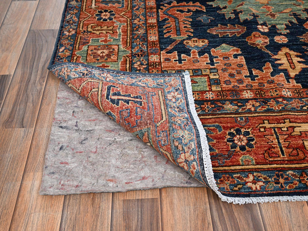 8'4" x 10'2" New Hand Knotted Blue Wool Rectangle Oriental Rug - MOA1021607