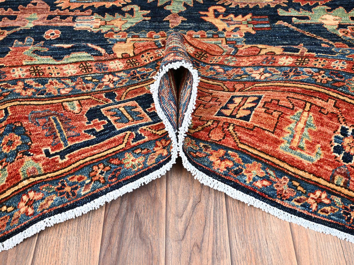 8'4" x 10'2" New Hand Knotted Blue Wool Rectangle Oriental Rug - MOA1021607