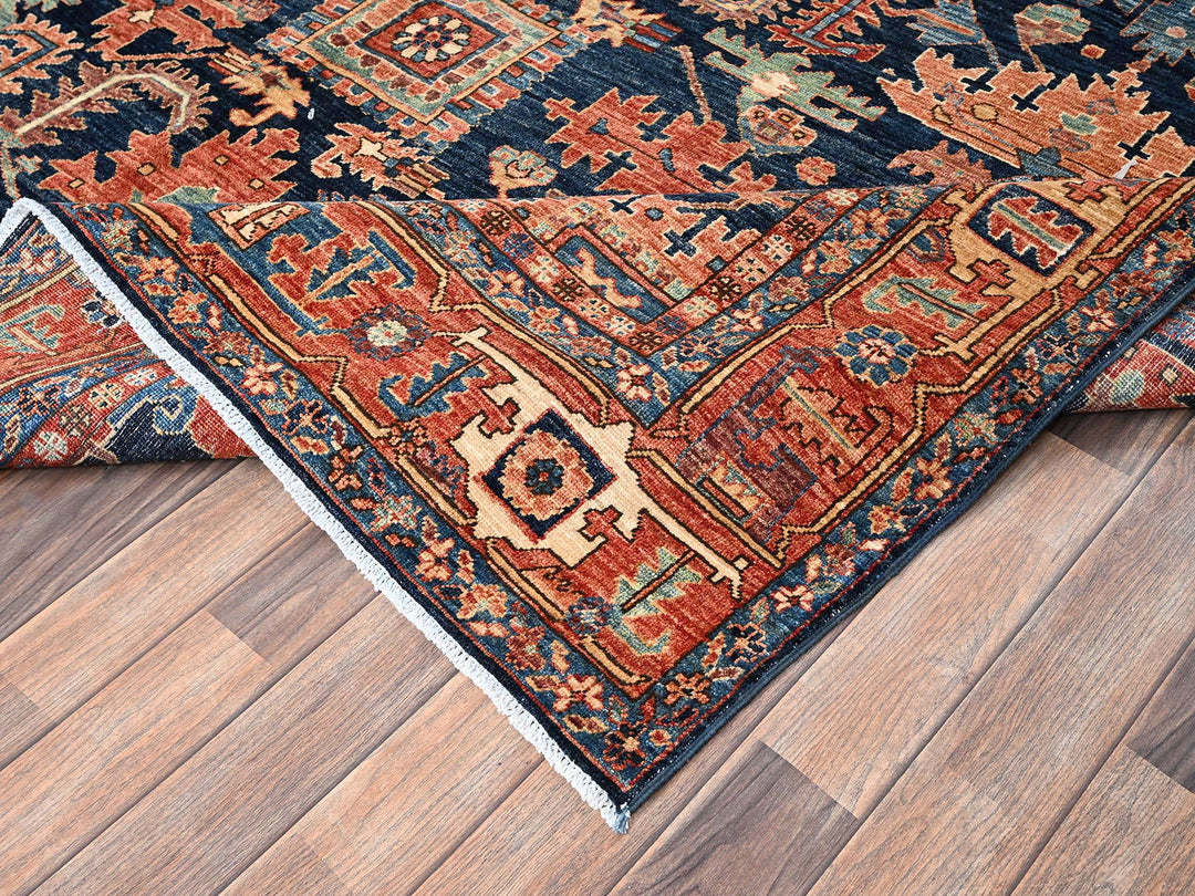 8'4" x 10'2" New Hand Knotted Blue Wool Rectangle Oriental Rug - MOA1021607