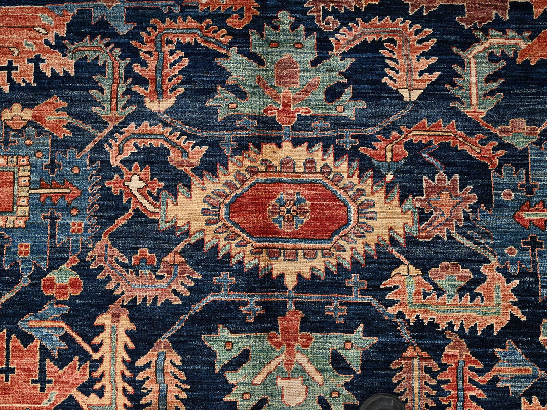 8'4" x 10'2" New Hand Knotted Blue Wool Rectangle Oriental Rug - MOA1021607