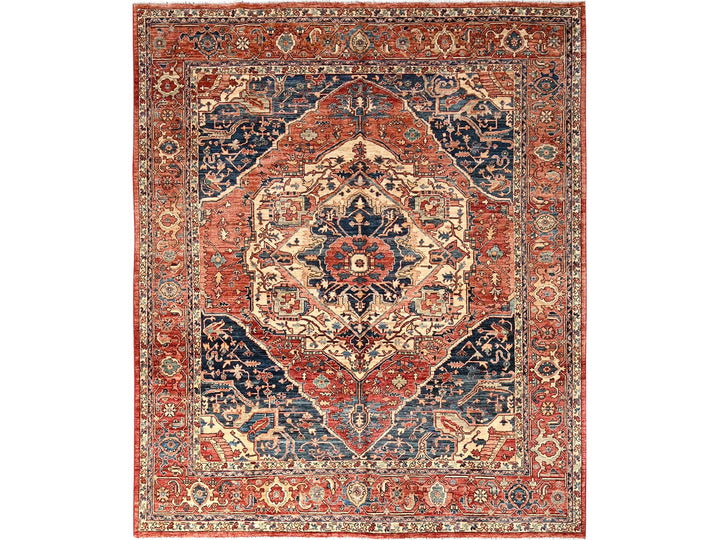 8'2" x 9'7" New Hand Knotted Red Wool Rectangle Oriental Rug - MOA1021608