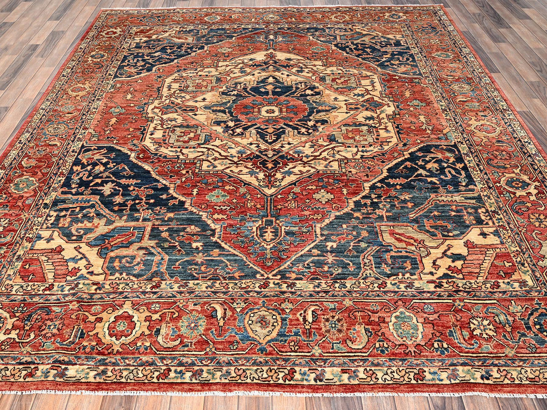 8'2" x 9'7" New Hand Knotted Red Wool Rectangle Oriental Rug - MOA1021608