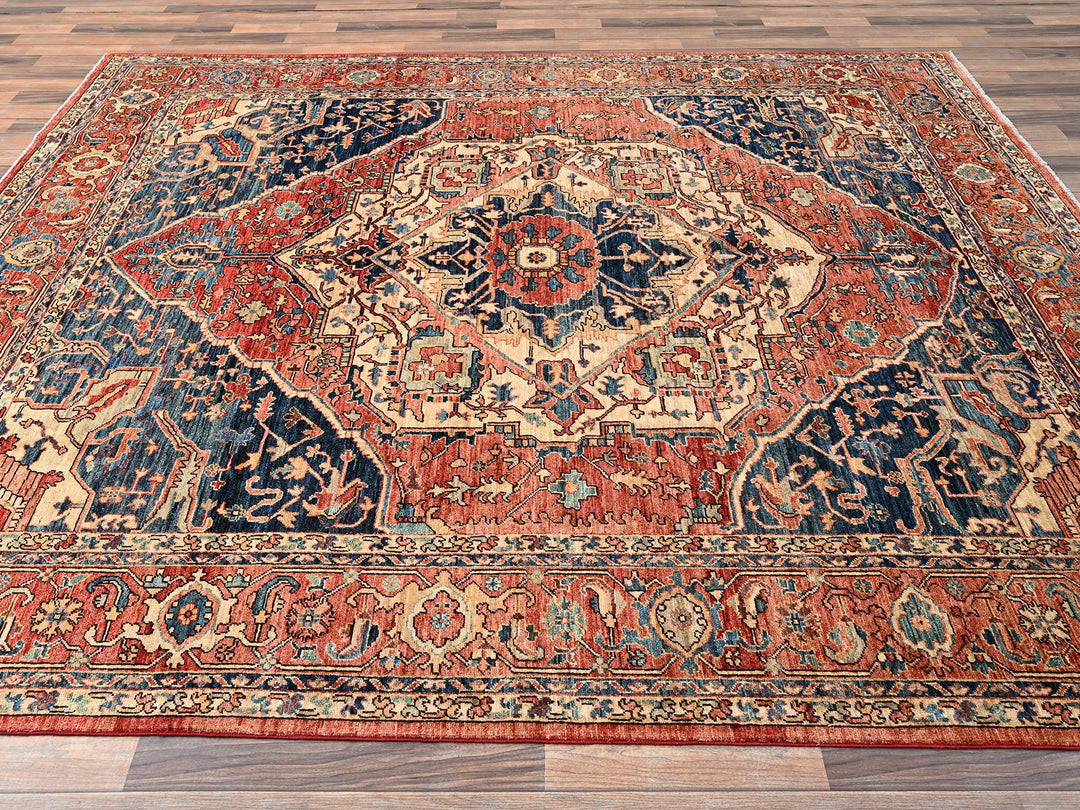 8'2" x 9'7" New Hand Knotted Red Wool Rectangle Oriental Rug - MOA1021608