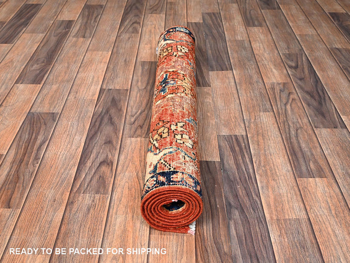 2'11" x 4'10" New Hand Knotted Orange Wool Rectangle Oriental Rug - MOA1021610