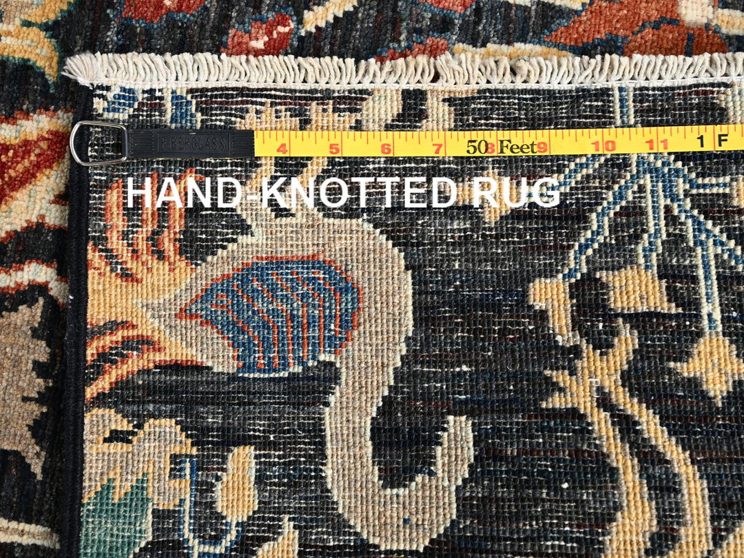 3'3" x 4'11" New Hand Knotted Black Wool Rectangle Oriental Rug - MOA1021612