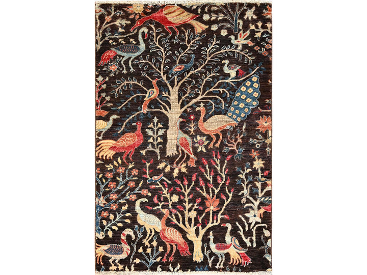 3'2" x 4'9" New Hand Knotted Brown Wool Rectangle Oriental Rug - MOA1021613