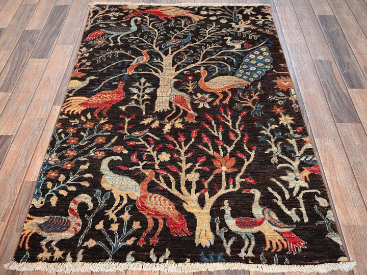 3'2" x 4'9" New Hand Knotted Brown Wool Rectangle Oriental Rug - MOA1021613