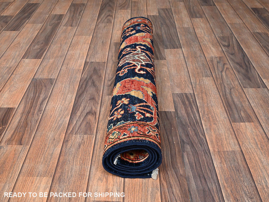 2'11" x 4'9" New Hand Knotted Blue Wool Rectangle Oriental Rug - MOA1021617